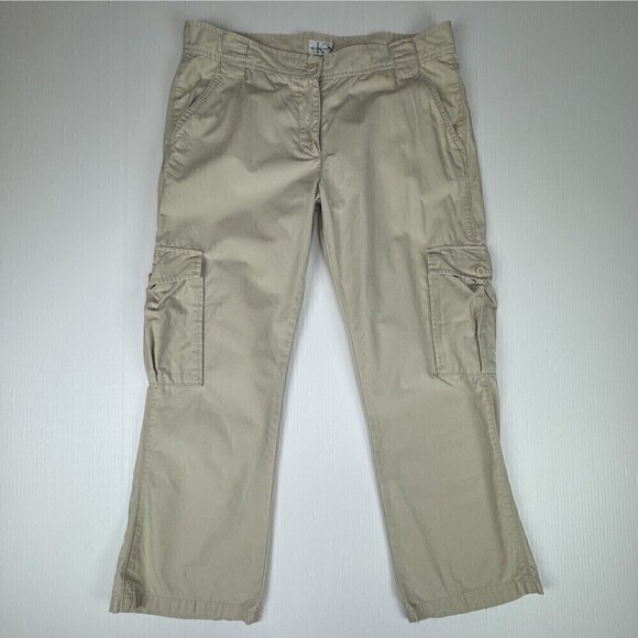 Calvin Klein Jeans Cropped Pants Cream Beige Khaki Cotton Size 12 - Picture 12 of 12